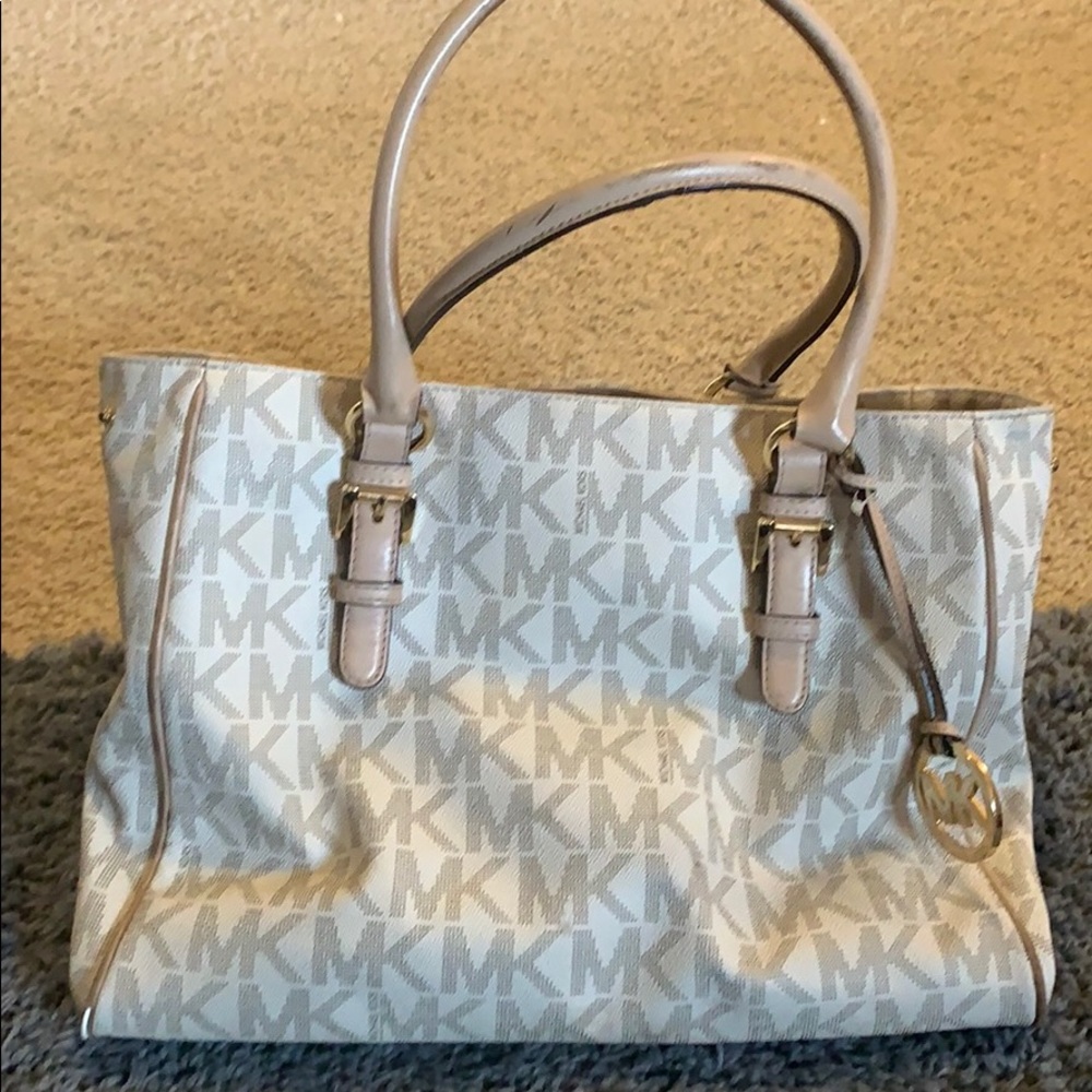 MICHAEL KORS MEDIUM WORK TOTE VANILLA, HANDBAG
